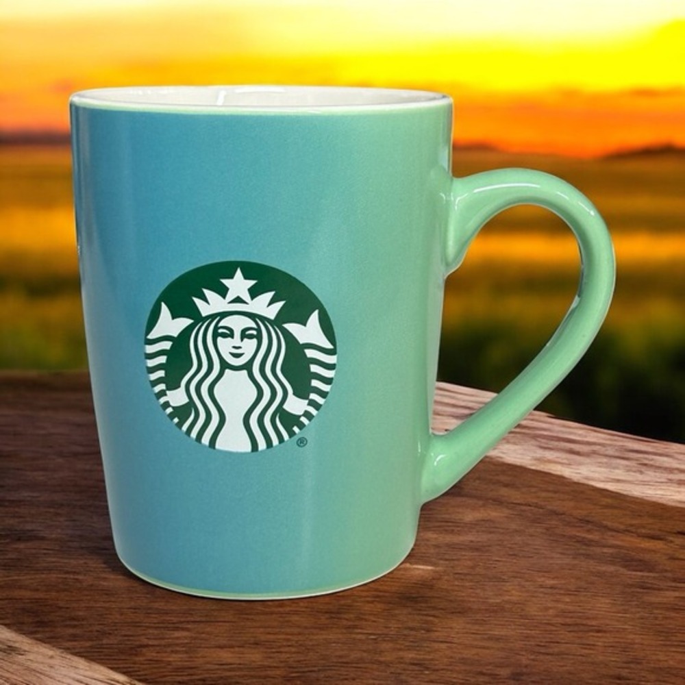 2021 Starbucks Teal Blue Green Ombre Gradient Ceramic Coffee Cup Tea Mug 10 oz